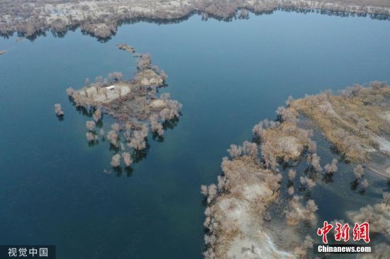 11月27日，新疆巴州尉犁县，冬日里的尉犁罗布淖尔国家湿地公园色彩斑斓，水平如镜，景色迷人。薛兵 摄